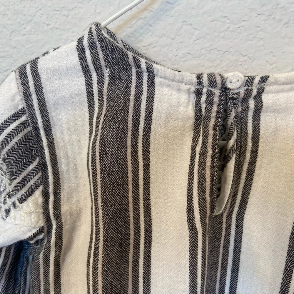 Zara Girls long sleeve white and grey embroidered boho blouse stripes Size 5 - Picture 6 of 8